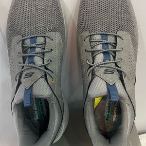 Skechers Gray Mesh Sneakers with Blue Highlights